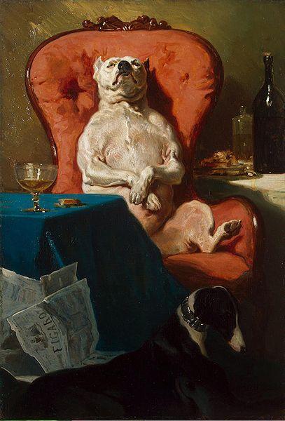 Alfred Dedreux Pug Dog in an Armchair France oil painting art